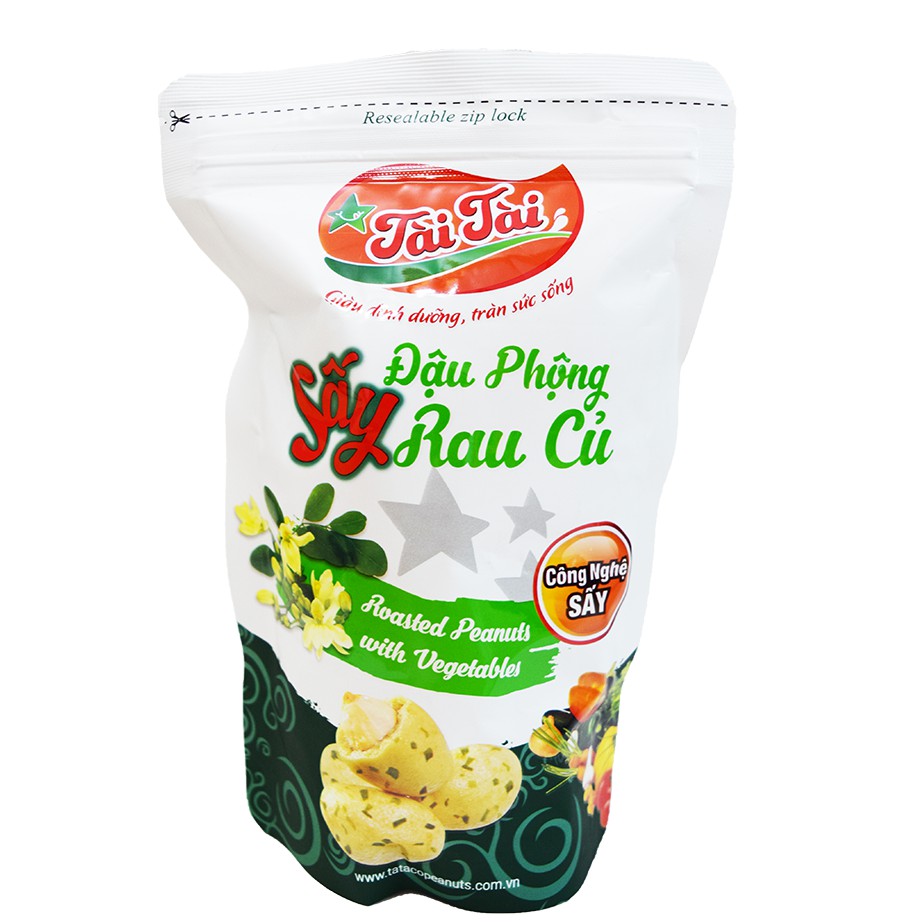 [[HOT SALE] Ăn chay - Đậu phộng sấy rau củ Tài Tài túi zipper 100g