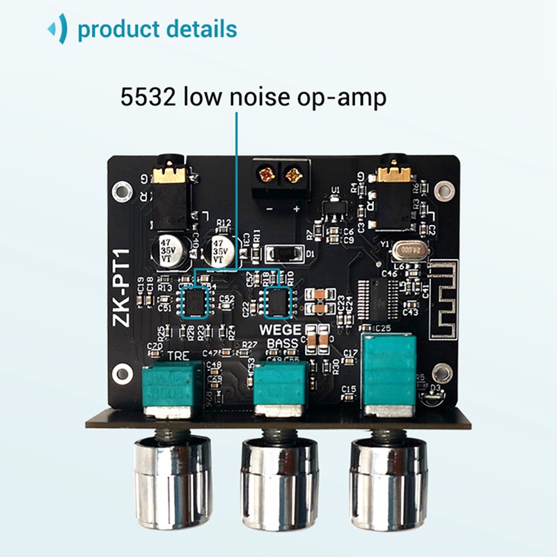 Bluetooth 5.0 Decoder Board Dual Channel Stereo Low Noise High and Low Tone Pre-ule Amplifier Board ZK-PT1 | BigBuy360 - bigbuy360.vn