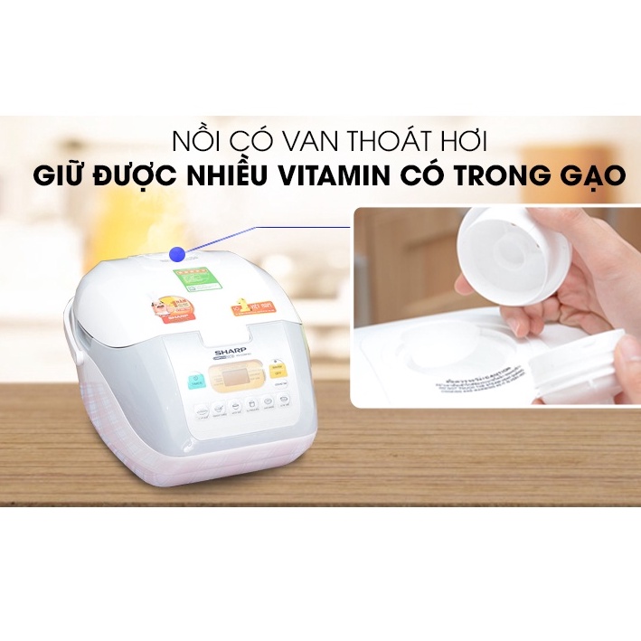 Nồi cơm điện tử chống dính Sharp 1.8 lít KS-COM18V / KS-COM19V cho gia đình 4-6 người - HAPOS