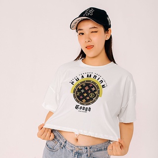 Áo Croptop Tay Lỡ In Hình LC Circle cổ tròn 100% Cotton cao cấp vải dày mịn không xù lông