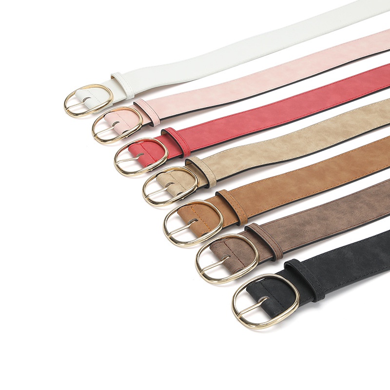 Thắt Lưng Nữ Khóa Oval Màu Vàng Phong Cách Hàn Quốc