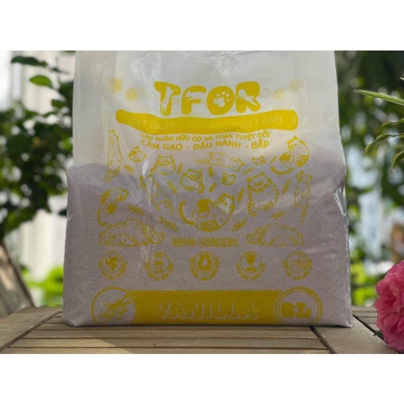 Cát đậu nành TFOR, Cát vệ sinh cho mèo hữu cơ xuất xứ Việt Nam xả được trong bồn cầu Túi 6L - Tpetshop