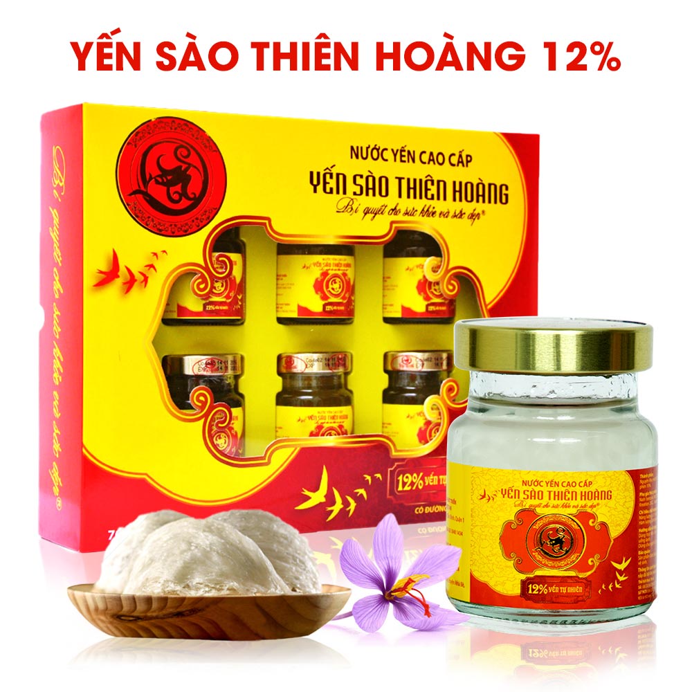 {combo 5 hộp) Nước Yến sào Nguyên chất Thiên Hoàng 12%