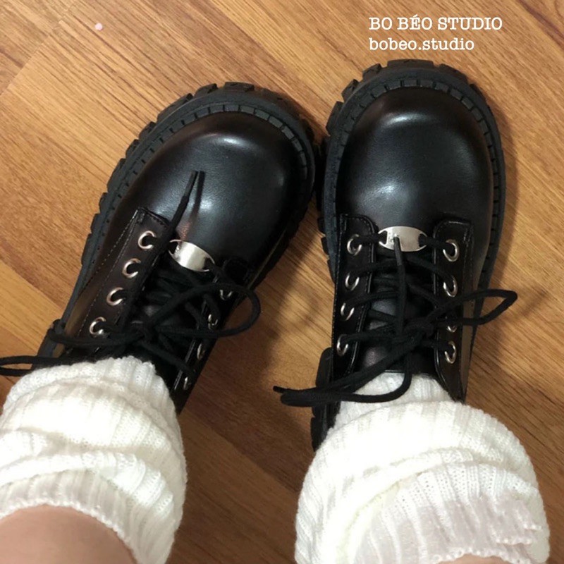 GIÀY ĐẾ BẰNG O2021 LEATHER PLATFORM OXFORD SHOES - GIÀY ULZZANG ĐẾ BẰNG MẪU MỚI 2021 ĐẾ CAO 4CMNA