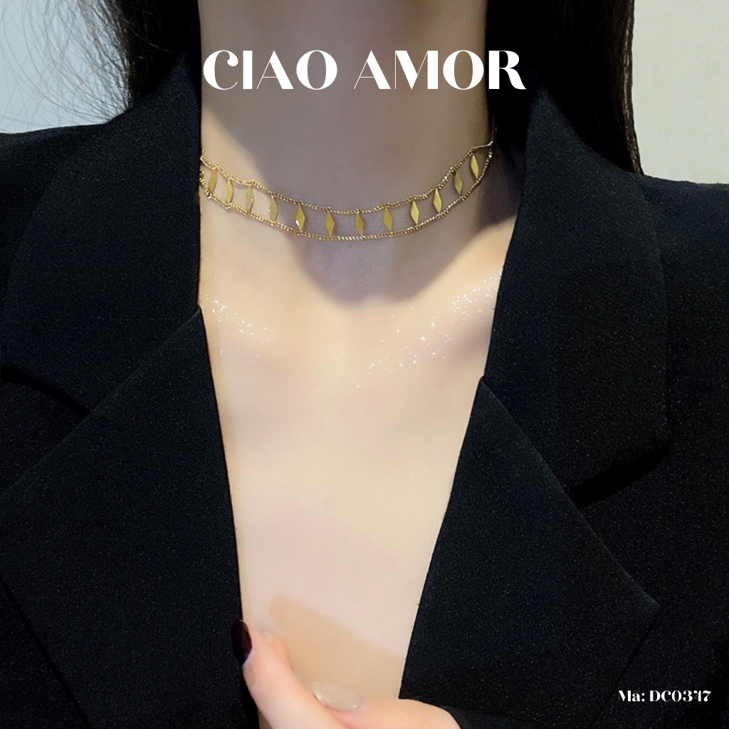 Choker, Dây chuyền nữ vàng hai sợi đính hình thoi nhiều ở giữa Trang sức Ciao Amor - DC0347