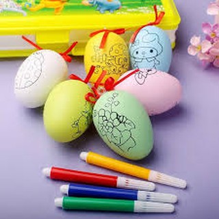 Trứng tô màu kèm 4 bút dạ