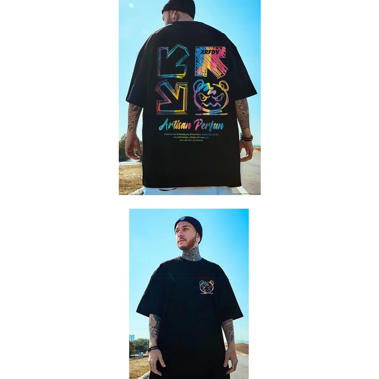 Áo thun AOKANG cotton ngắn tay dáng rộng phong cách hip hop thời trang mùa hè cho nam