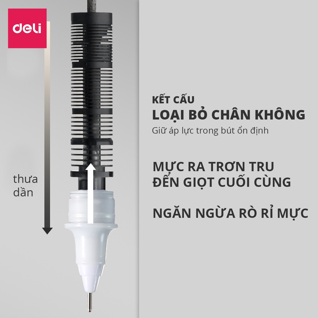  Bút bi nước Deli - 0.5mm - Vỏ Đen/Trắng - 1 chiếc màu ngẫu nhiên - S876