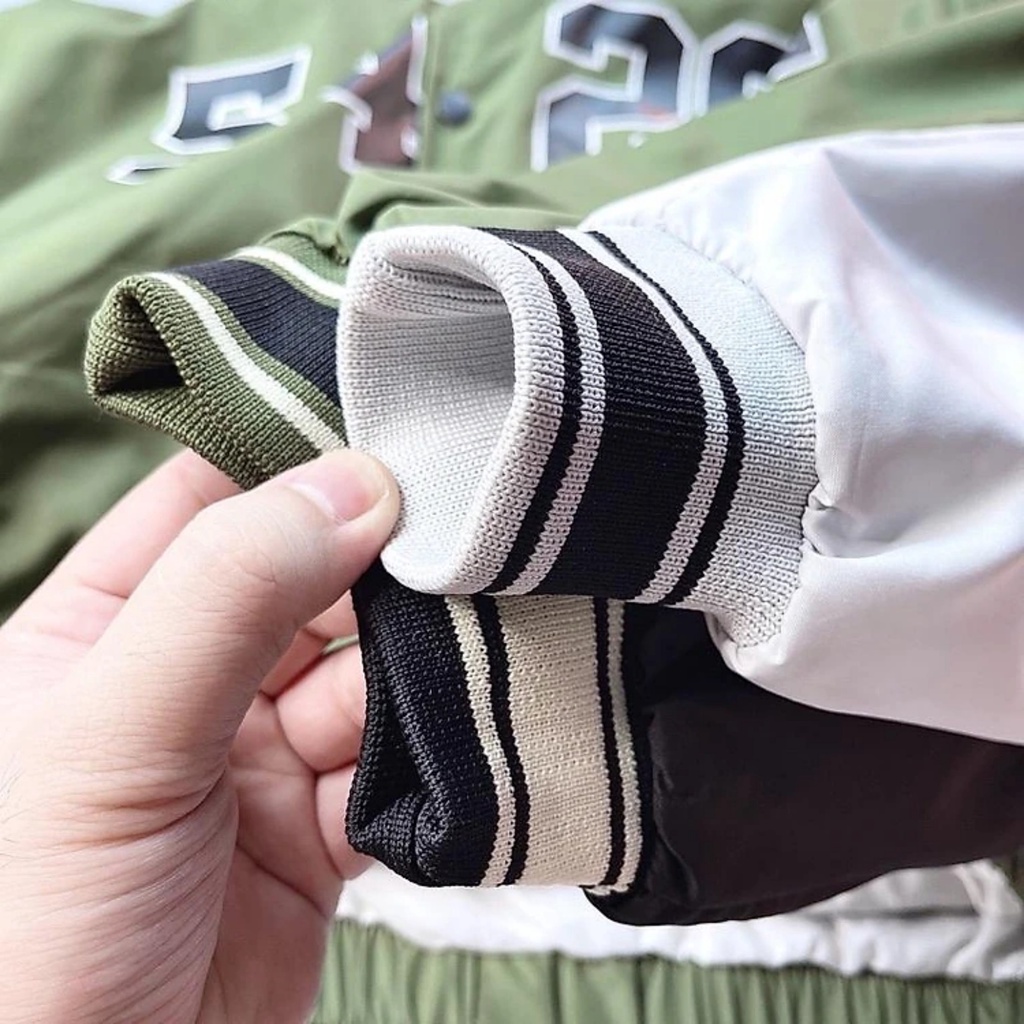 Áo khoác dù bomber jacket phối tay 5426 form rộng nam nữ  unisex 1HIT