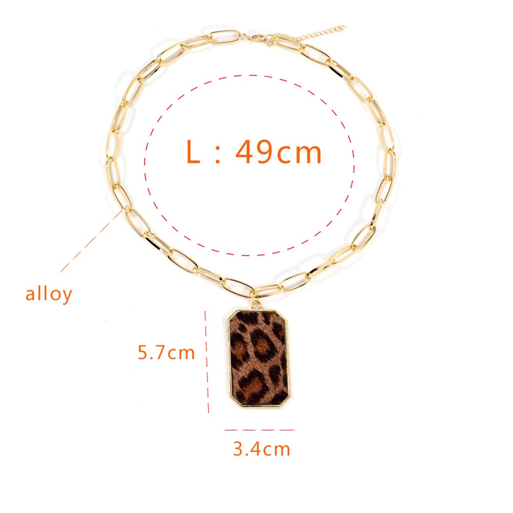 Thời Trang vòng cổ Mặt Vuông Họa Tiết Da Báo Cho Nữ