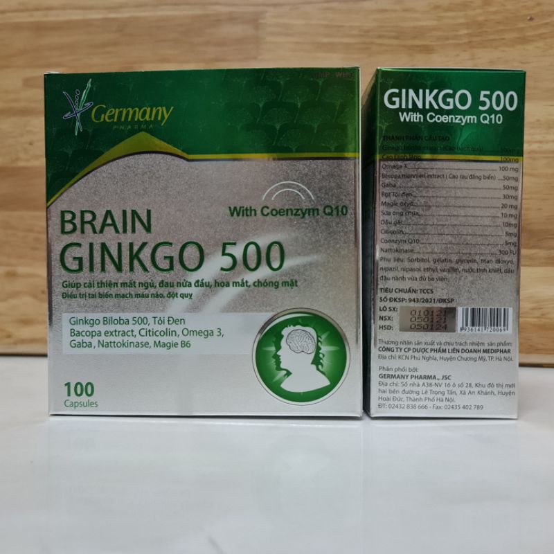 BRAIN Ginkgo 500 Giúp hoạt huyết, tăng cường lưu thông máu hộp 100 viên chính hãng | BigBuy360 - bigbuy360.vn