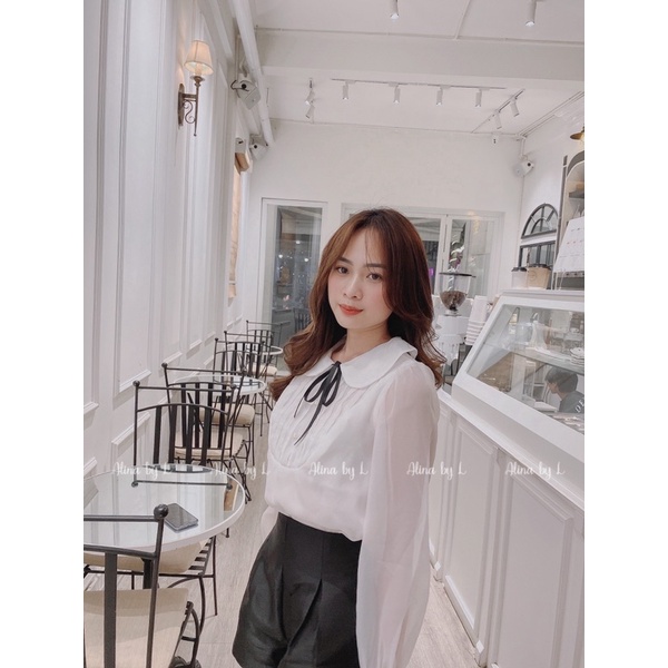 Donna Top - Áo tiểu thư voan tơ cao cấp kèm nơ thắt nhẹ nhàng Alina by L