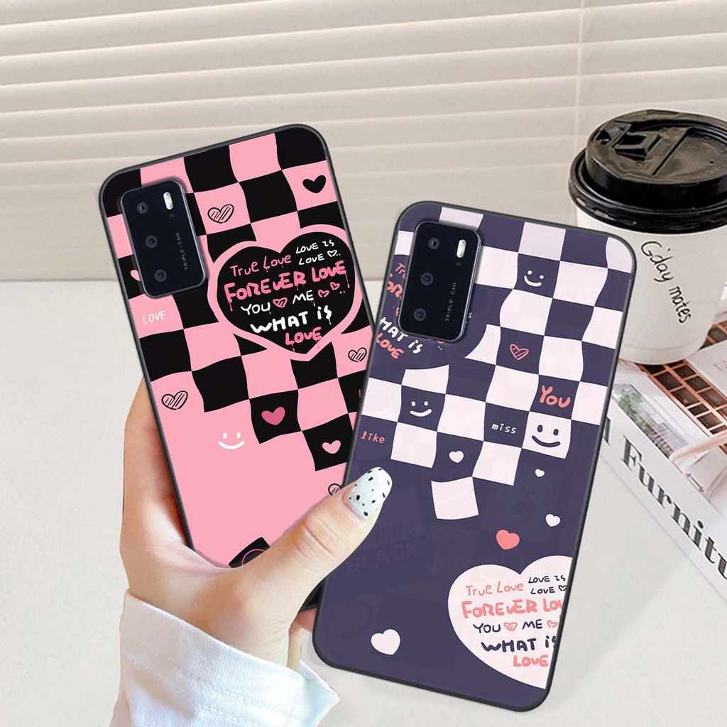 Ốp Oppo A16 in hình trái tim, caro kẹo ngọt đầy cá tính siêu đẹp siêu chất