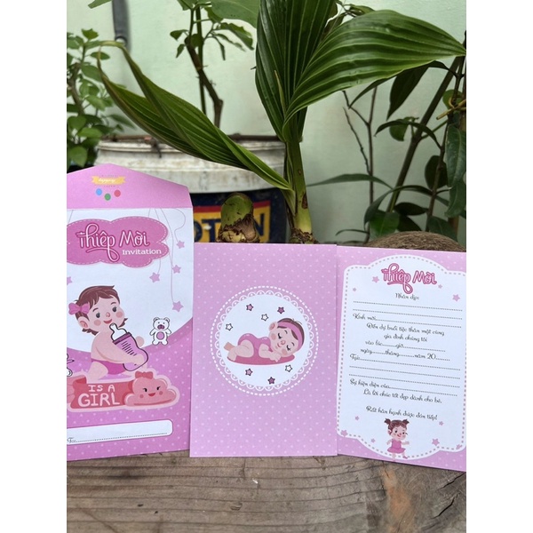 Combo 20 thiệp mời sinh Nhật, thiệp mời thôi nôi bé gái cute