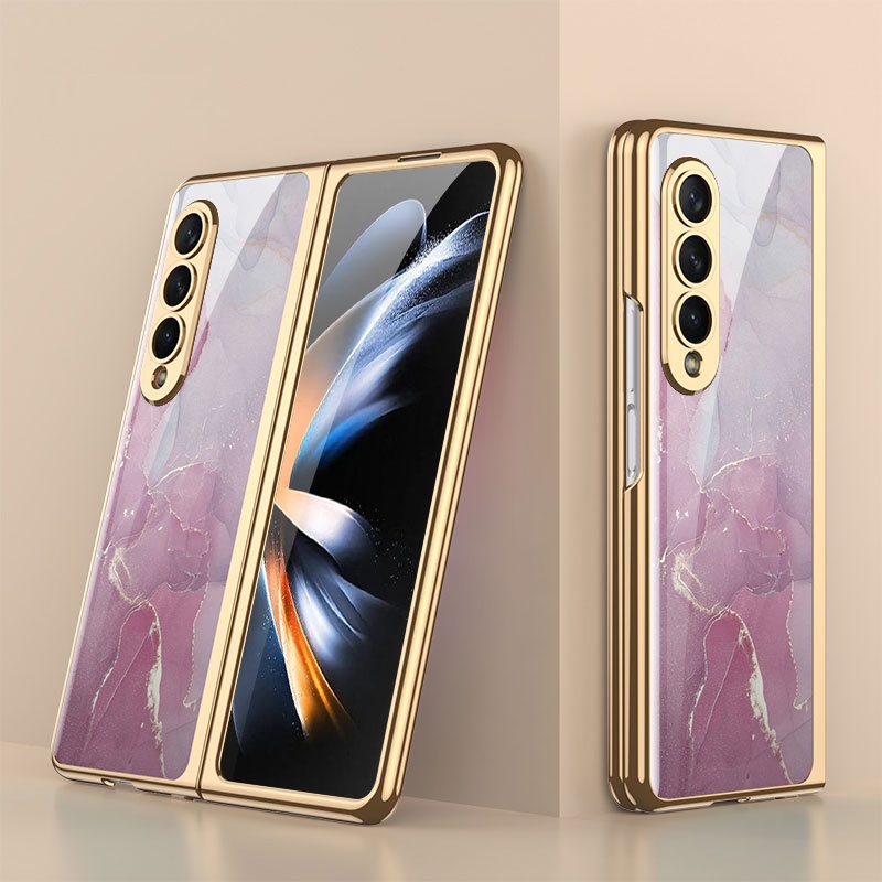 Ốp Điện Thoại Kính Cường Lực Cứng Mạ Điện Gấp 3 Khúc Cho Samsung Galaxy Z Fold 4 3