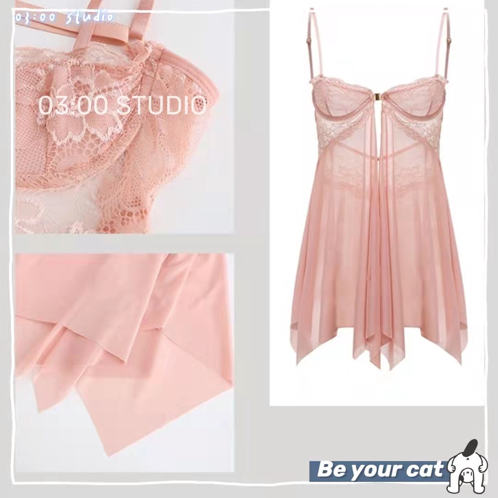 （Giao hàng bảo mật)🎁Váy/Đầm ngủ sexy🎁Freeship🎁 Có Gọng 2 dây Tặng kèm chip- Váy ngủ ren bản to xẻ sau 40-65kg--010