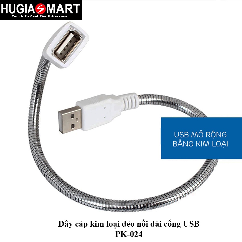 Dây cáp kim loại có thể uốn cong nối dài cổng USB 2.0 loại A đầu cái sang đầu đực PK-024