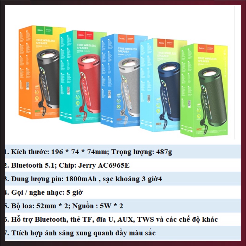 Loa bluetooth mini HOCO HC9 loa không dây mini bluetooth chính hãng âm thanh hay to rõ không rè - SATOPA OFFCIAL