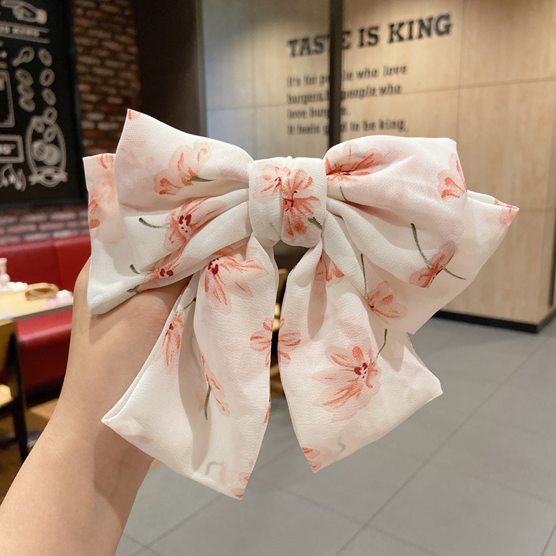 Kẹp Tóc Hình Nơ Họa Tiết Hoa Thời Trang Nữ Dễ Thương