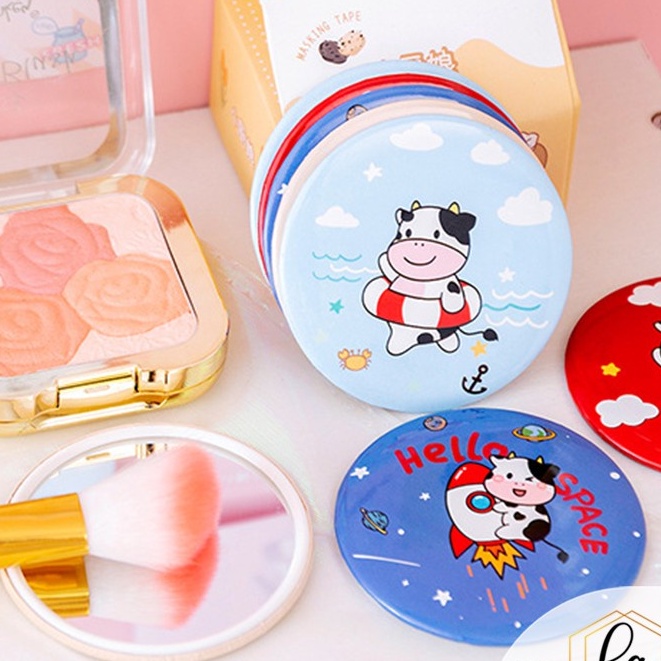 Gương mini đáng yêu Hàn Quốc bỏ túi - Gương tròn soi nhỏ cầm tay di động họa tiết xinh xắn