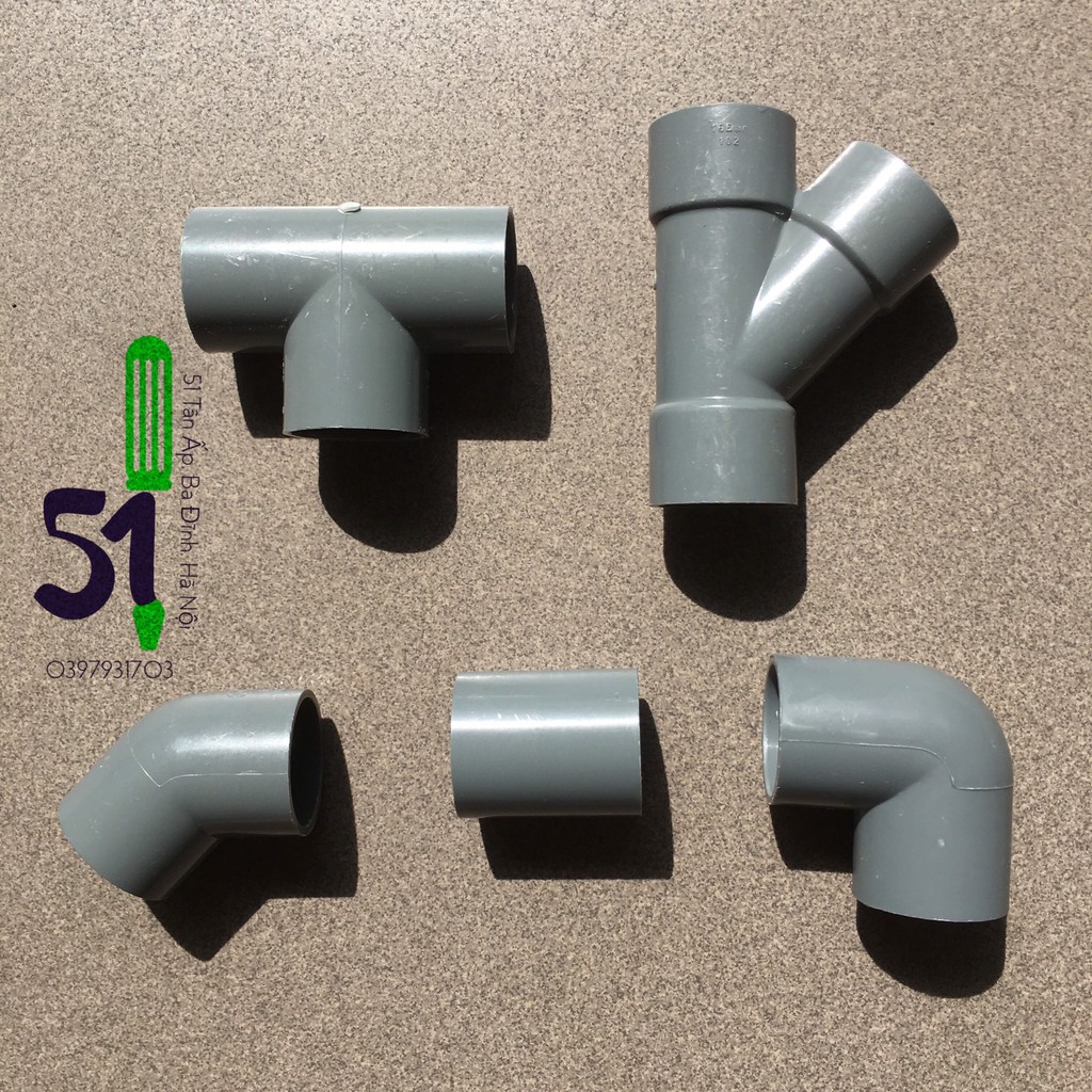 Tê 60 - Cút  60 - Chếch   60 - Măng sông  ống nhựa PVC phi 60 Tiền Phong