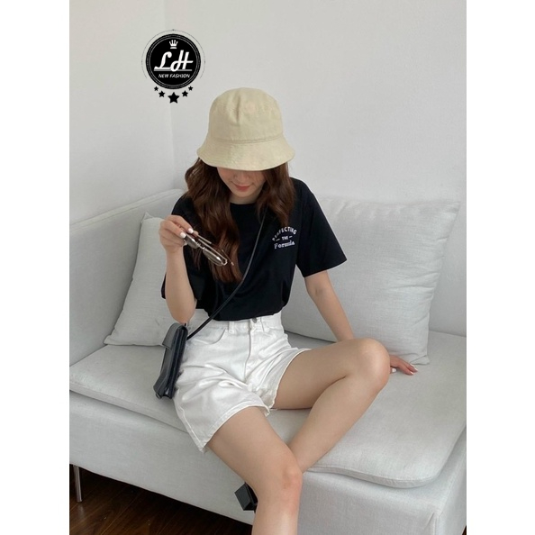 Quần short trắng nữ ống rộng jean kaki chất đẹp Lê Huy Fashion MS 267