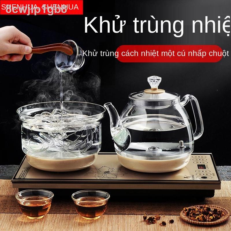 ☬✐Hoàn toàn tự động cấp nước dưới đáy, ấm đun điện, bếp pha trà máy gia dụng thủy tinh, bộ tích hợp giữ nhiệt