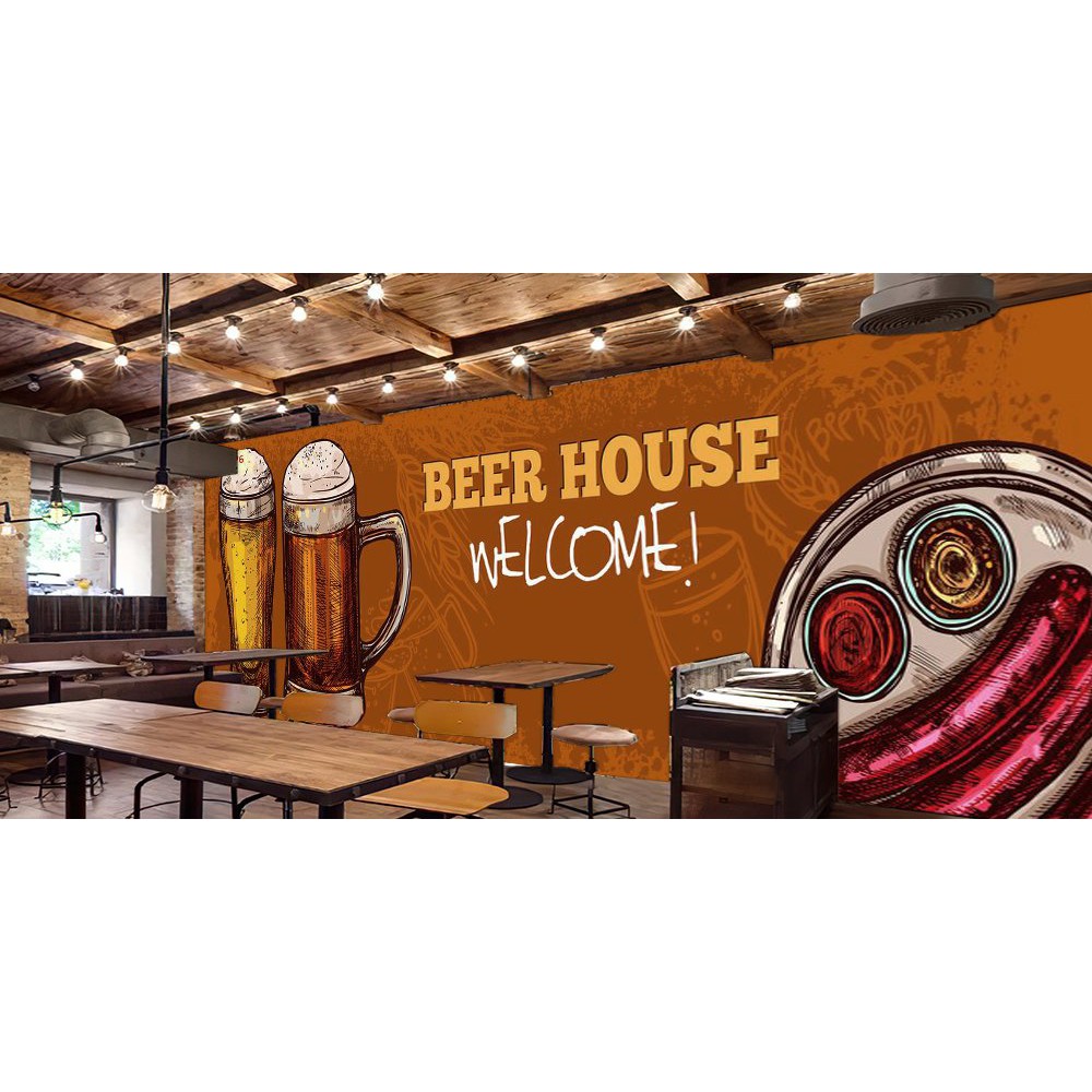 Tranh lụa 3d trang trí Nhà hàng Beer Kích Thước 1,5m x 2m BIARUOU-03