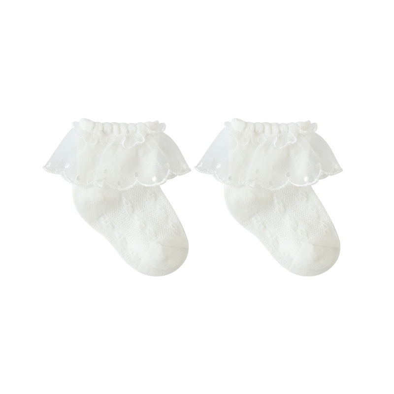 Vớ Cotton Phối Ren Lưới Mỏng Thoáng Khí Thời Trang Mùa Hè Cho Bé Gái 0574