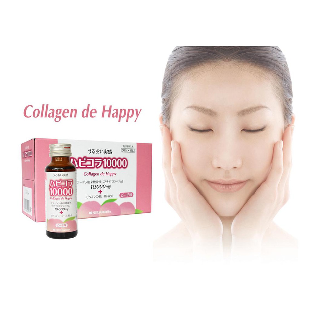 Collagen de happy 10000mg dạng nước Nhật Bản [ Hộp 10 lọ ]