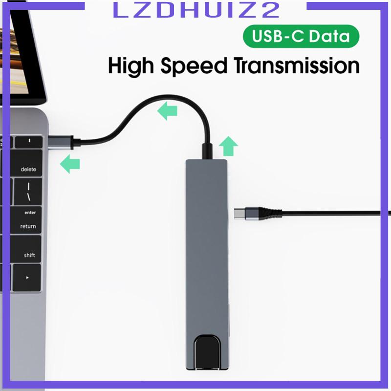 Bộ Chia Bảy Cổng Mạng Ethernet Type C Màu Xám 12.2x1.4x0.6Inches Chuyên Dụng Cho Laptop