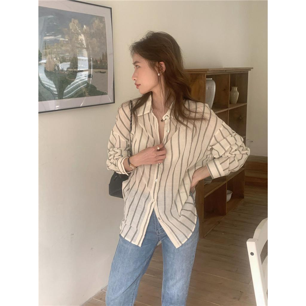 Áo Sơ Mi Chống Nắng Mỏng Thoải Mái Họa Tiết Kẻ Sọc 2 Màu Tùy Chọn 63854