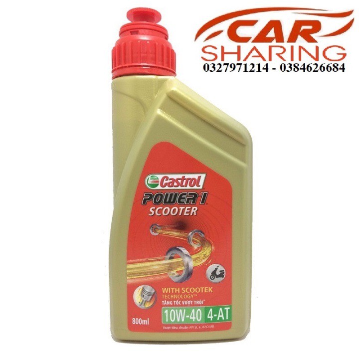 Nhớt cao cấp xe tay ga CASTROL POWER 1 SCOOTER 4T 10W40 - 0,8L