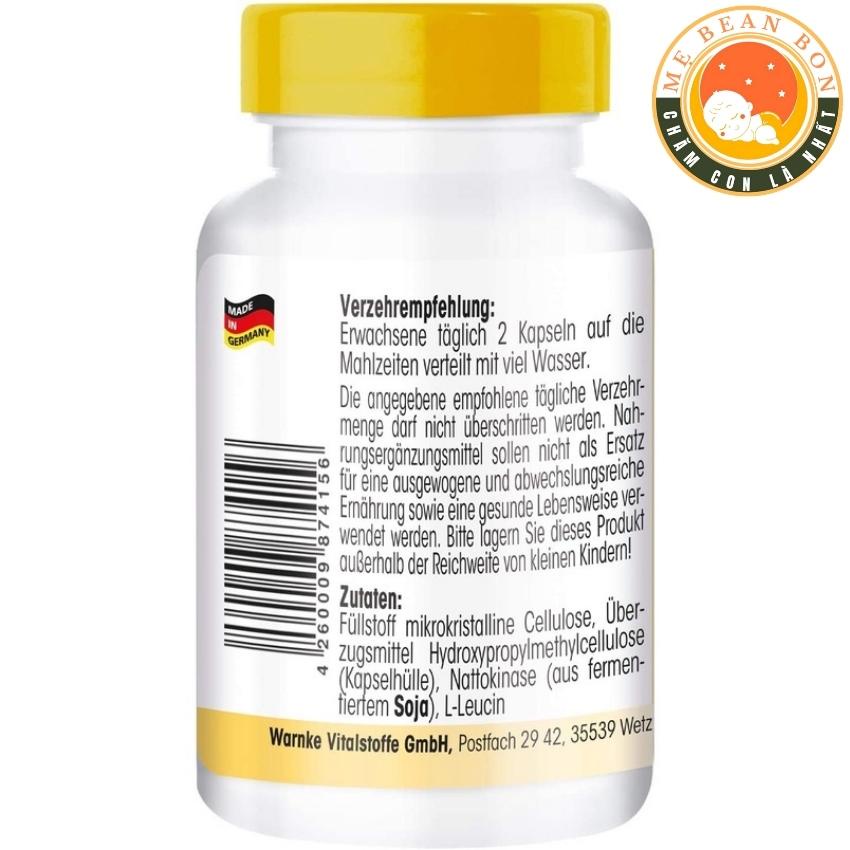 [Nội địa Đức] Viên Uống Phòng Ngừa Đột Quỵ tai biến mạch máu não Nattokinase Warnke 50mg 60 Viên của Đức
