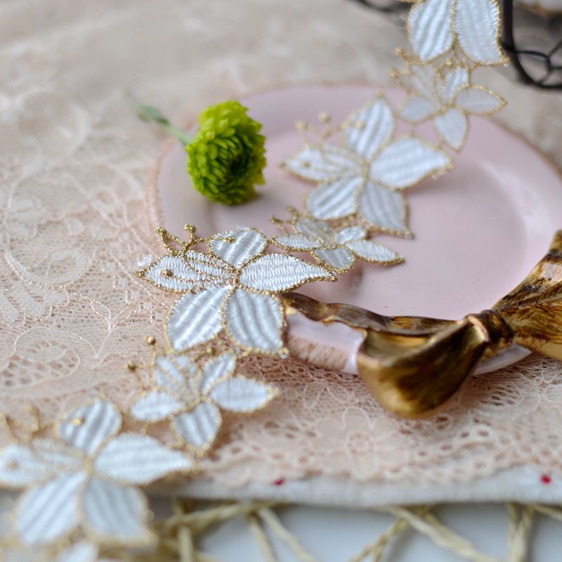 Dải Dây Ren Hoa 1Yard Màu Vàng Đồng 4CM Trang Trí Thủ Công