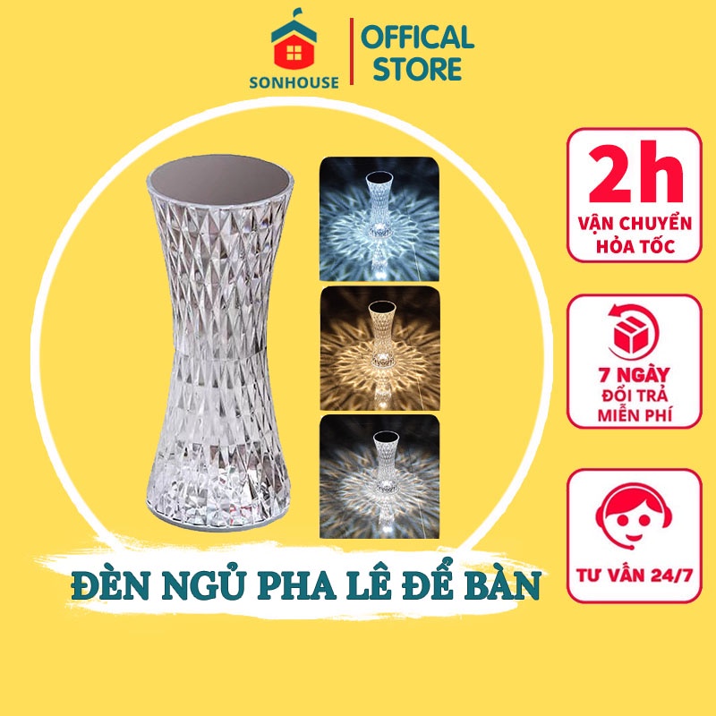 Đèn Ngủ Pha Lê Để Bàn LED Cảm Ứng, Sang Trọng Phong Cách Châu Âu HÌNH LỌ HOA VERSION 3 SONHOUSE