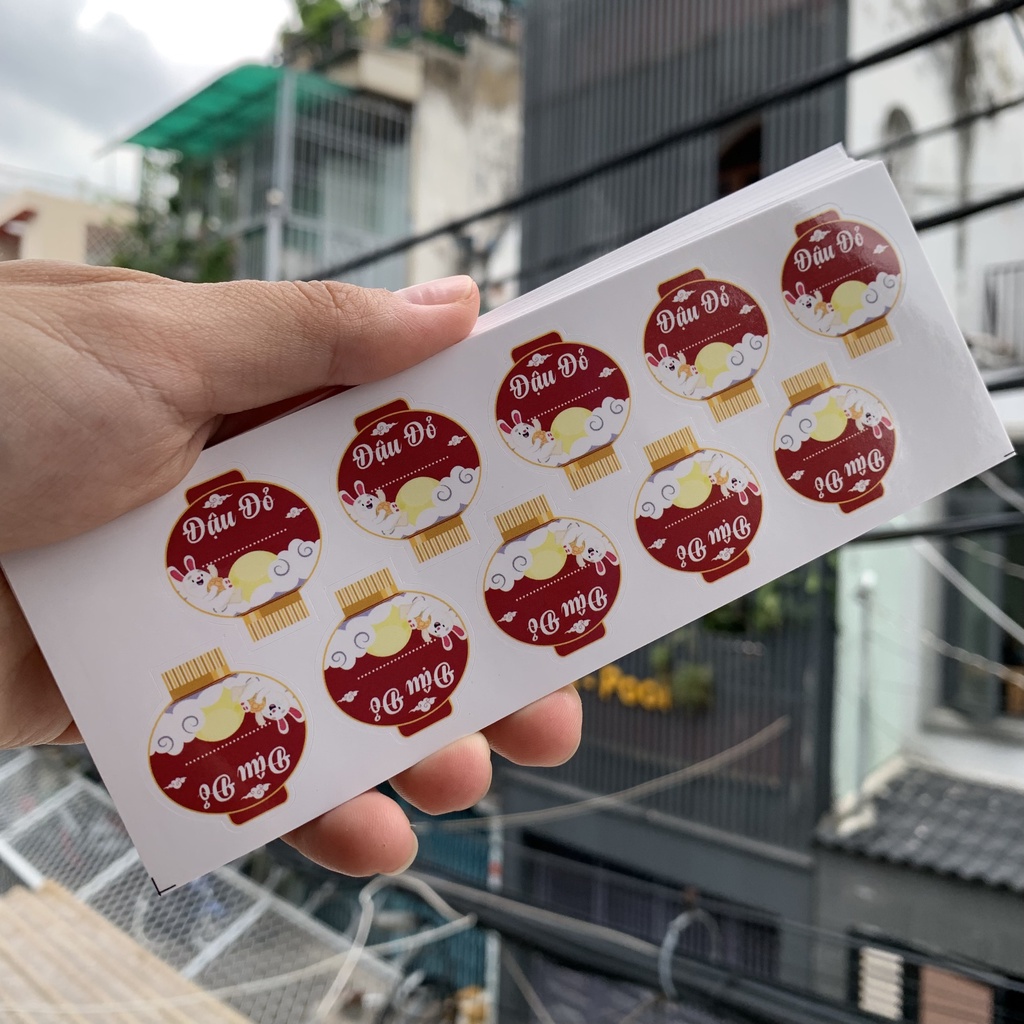 Tem Dán, Nhãn Nhân Bánh Trung Thu - Mẫu Lồng Đèn, Hàng In Sẵn, Sáng Đẹp