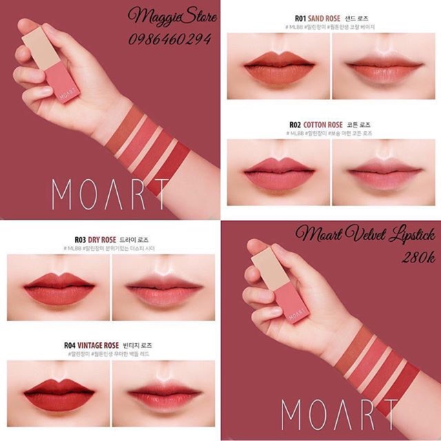 Moart Velvet Lipstick vỏ Hồng