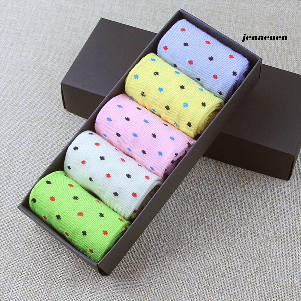 Set 5 Đôi Vớ Màu Trơn Họa Tiết Trái Tim Thời Trang Thu Đông Cho Nữ