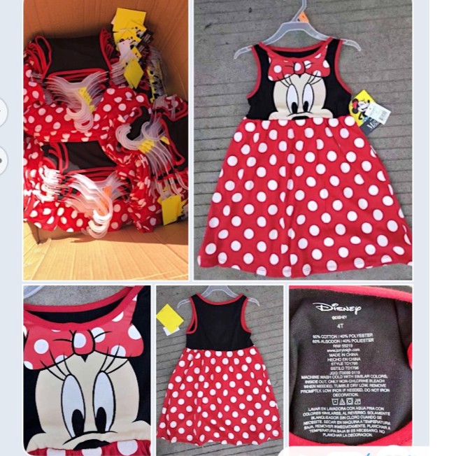 Combo váy thun micky chấm bi trắng