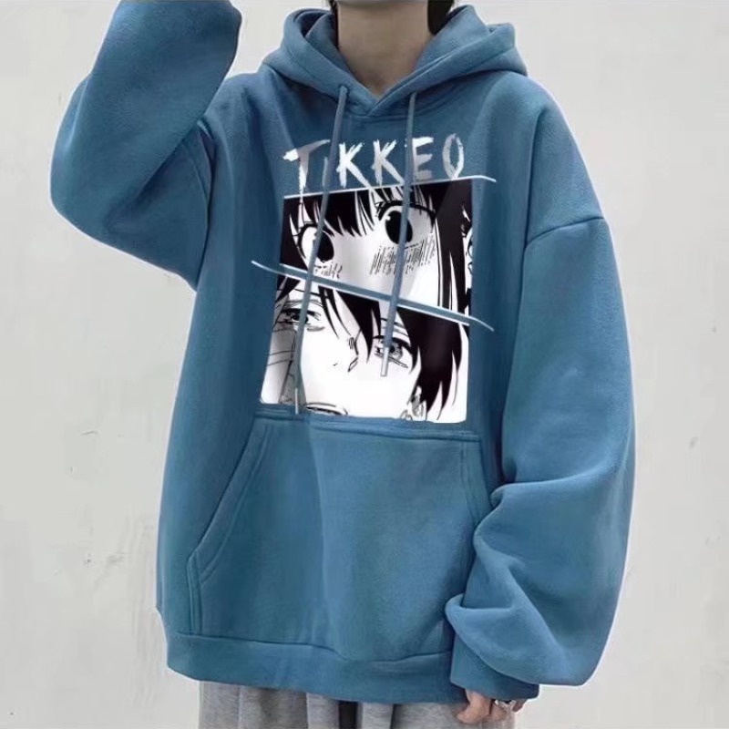 Áo Khoác Hoodie Tay Dài Dáng Rộng In Hình Anime Thời Trang Thu Đông Cho Nam Và Nữ Size M-8XL