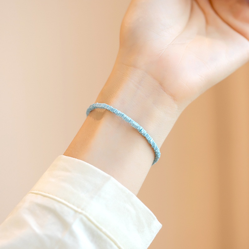 [Hàng Mới Về] Vòng Đeo Tay Đính Đá Ngọc Lam Màu Sắc Tươi Sáng Phong Cách Retro Thời Trang Mùa Hè Dành Cho Nữ