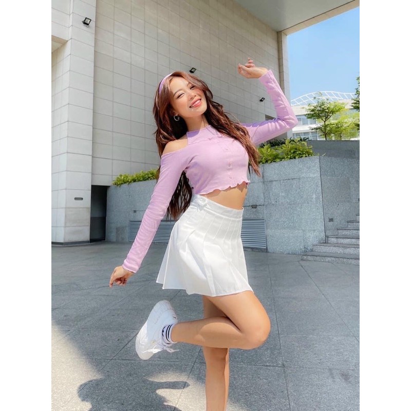 [Mã FAMAYWA giảm 10K đơn 50K] (SHIP 24H ) áo ctoptop tay dài cổ yếm kèm ảnh thật | BigBuy360 - bigbuy360.vn