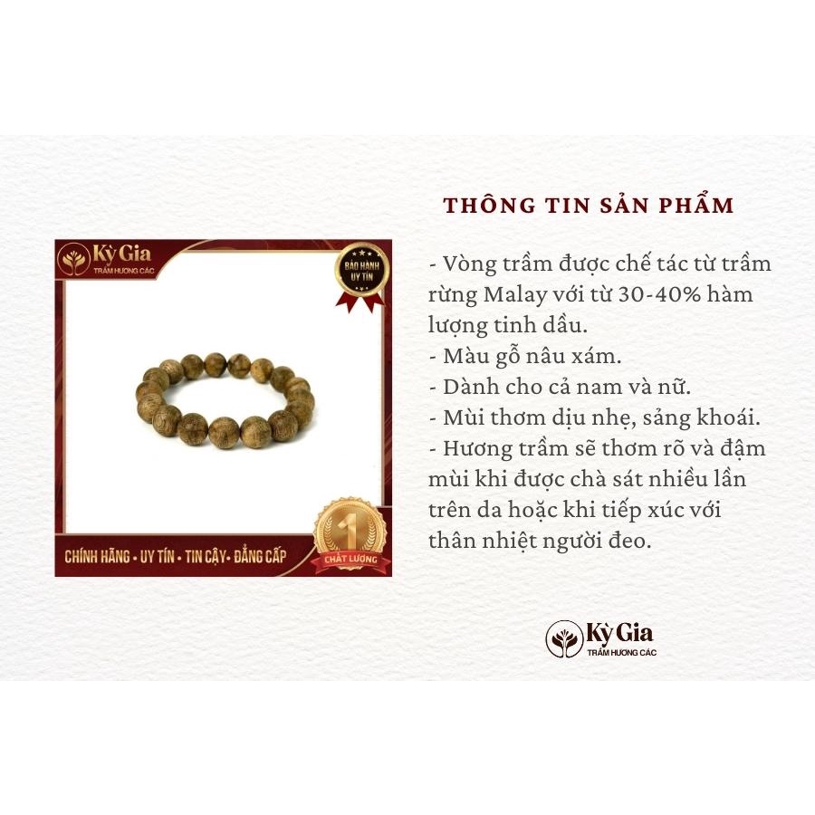 Vòng Tay Trầm Hương Rừng Malay Kỳ Gia TRầm Hương