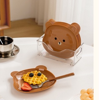 Bộ khay đựng đĩa trong suốt + đĩa hoạt hình dễ thương dùng cho trẻ ăn dặm , đựng thức ăn và hoa quả