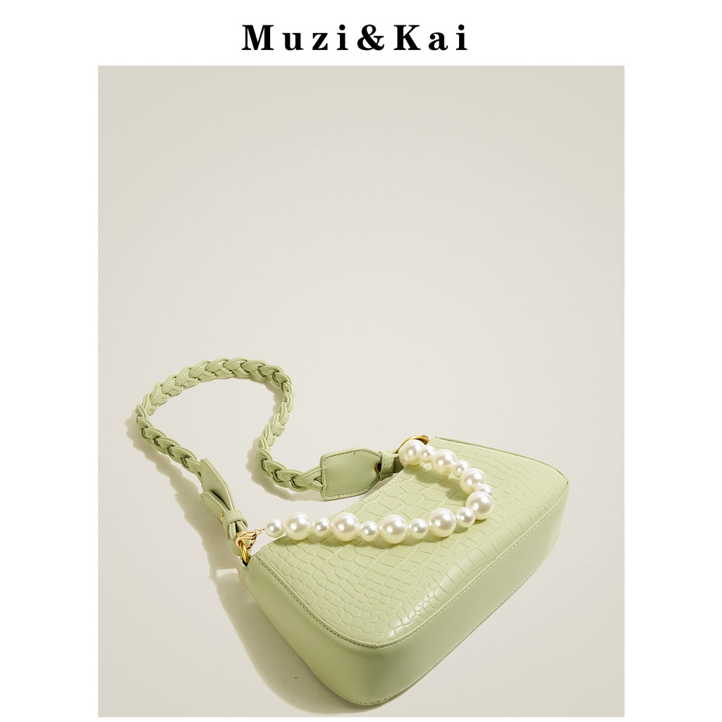 🌸Hàng Order🌸 Túi Xách Muzi&kai Chính Hãng Da Trơn Đồ Họa Khóa Kéo Quai Da Đan Chuỗi Hạt Sang Chảnh Nữ Tính 🌸Quảng Châu