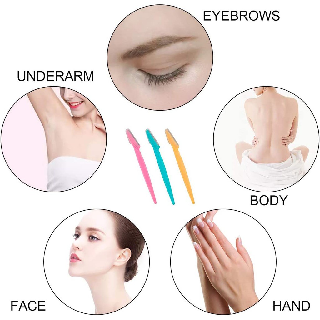 Bộ 3 dao cạo tỉa lông mày Lameila, dao cạo nhỏ gọn,tiện lợi, mảnh sắc, tỉa được nhiều kiểu lông mày Yasan