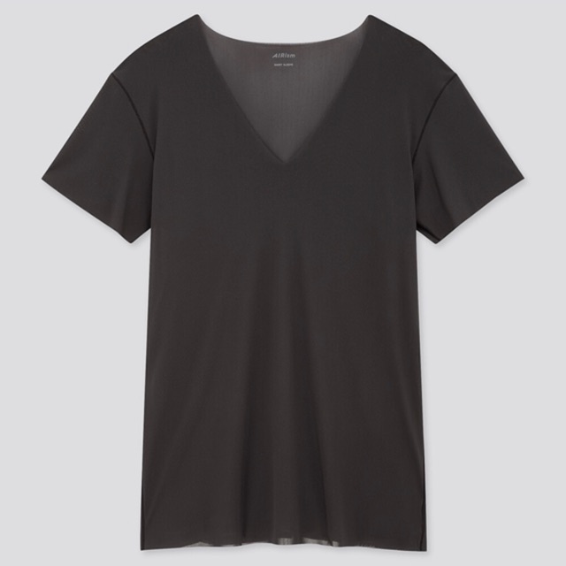 Áo Uniqlo nam Airism áo thun vải vi lưới cổ V ngắn tay