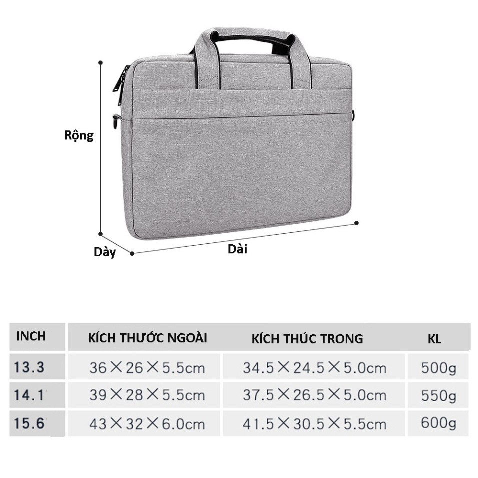 NDA Cặp đựng laptop Laptop, túi chống sốc Macbook nhiều ngăn, chống nước, có tay xách và quai mang 15.6, 14.1,13.3 inch  | BigBuy360 - bigbuy360.vn