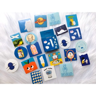 Hộp 45 sticker Tông Xanh biển - Hình Dán trang trí bullet journal Theo Tông Màu Xanh dương